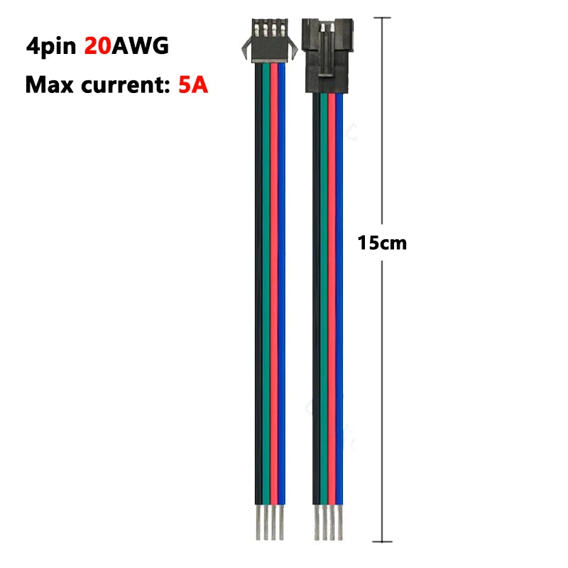 SM JST Connector Cable 22 20AWG Male Female 2/3/4/5/6Pin 12V LED Connectors For Pixel WS2812B RGB LED Strip Light Lamp Driver