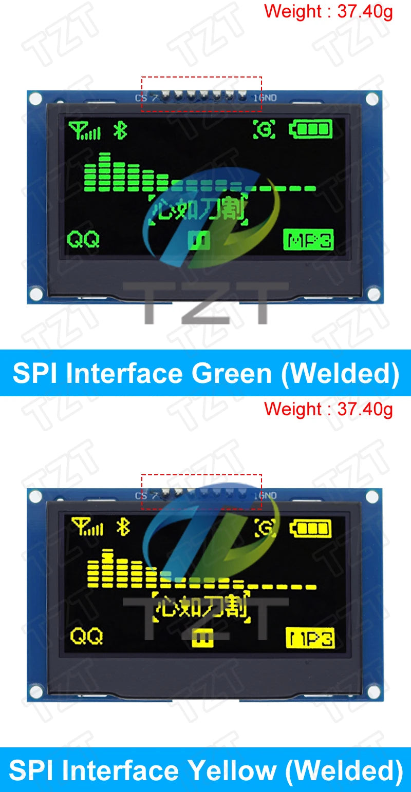 TZT 2.42" 2.42 inch LCD Screen White  Yellow 128x64 OLED Display Module IIC I2C SPI Serial for C51 SPD0301