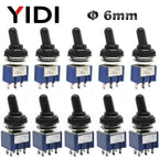 5pcs 10pcs MTS-102 103 MTS-202 203 Toggle Switch 6A 125VAC on on SPDT 6mm Mini Switch DPDT on off on Waterproof Cap