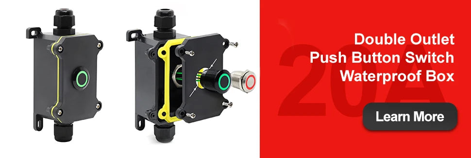 FILN 30A 12V 24V 220V Waterproof Inline Toggle Switch with LED IP65 Sealed Outdoor Box Inline Cord Rocker Switch Power