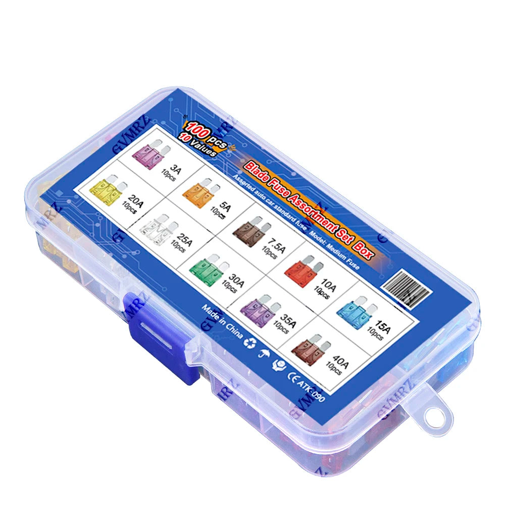80PCS Medium Size Blades Type Car Fuse kit Assortment 3A 5A 7.5A 10A 15A 20A Fuse Set Auto Car Truck  25A 30A 35A 40A