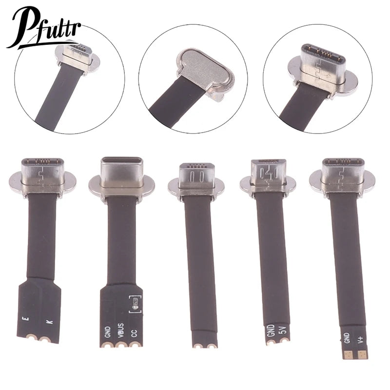 Type-C Micro USB Connector FPC 2Pin 3Pin Soft Flat Cable Male Charging Cable Fast Charge Wire Extention For Phone