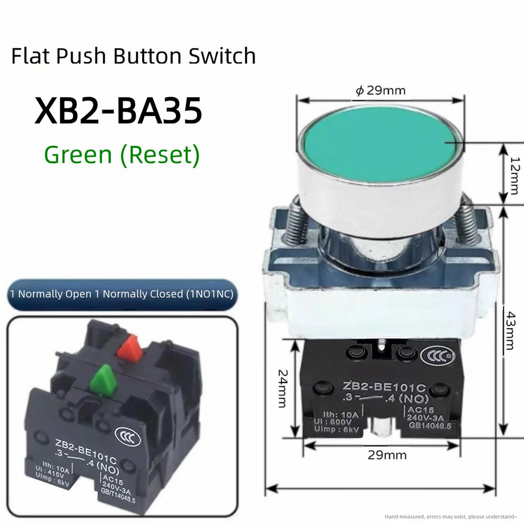 XB2 button switch metal emergency stop reset rotating mushroom head jog power start stop