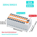 1PCS Wire Electrical Connectors PTFIX 2.5mm Wire Merging And Branching Device Push-in Terminal Block Connector Mount On Din Rail