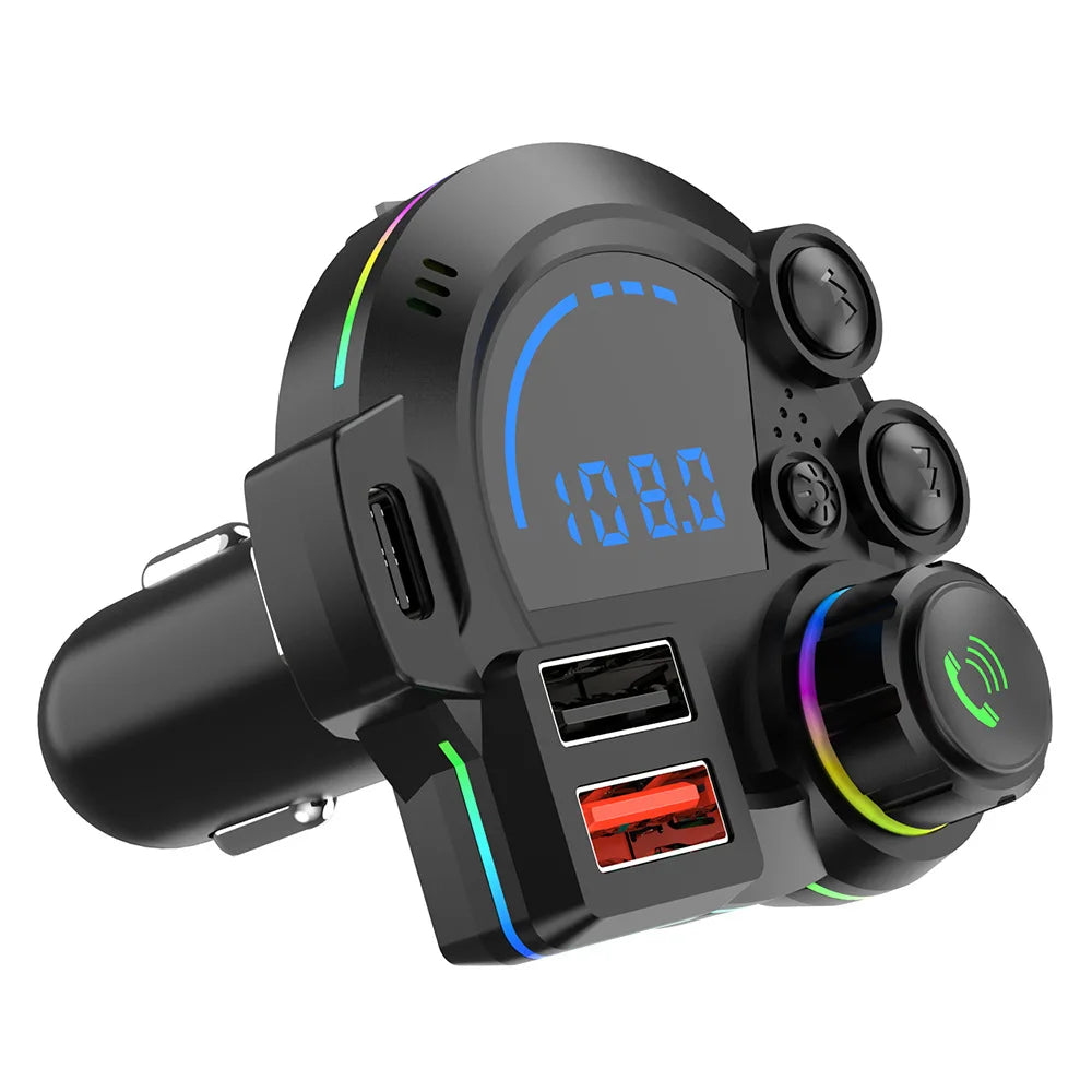 Bluetooth 5.3 FM Transmitter Handsfree Car AUX Radio Modulator MP3 Player with QC3.0 & PD20W Fast Charge Adapter Car Accessories