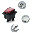 2Pcs KCD4 IP67 Waterproof 4Pin Rocker Switch Auto Boat Marine DPDT 12V/220V Heavy Duty Push Button Switch with LED Light