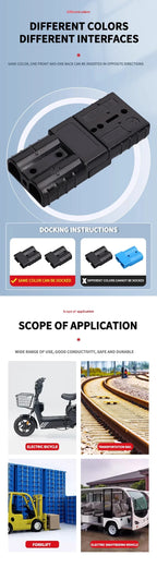 2Pairs（4PCS) High Current  Plugs 50A & 120A - Silver Plated Copper Connector Kit for Winch Motor Wiring 12-36V