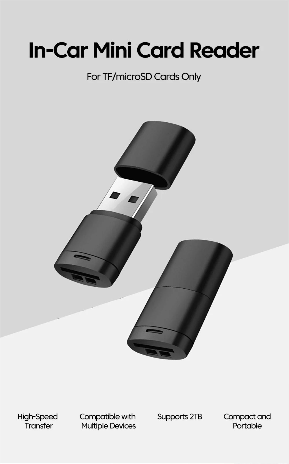 Mini TF Card Reader USB2.0 To TF Memory Card Adapter For PC Laptop Accessories High Speed MicroSD In Car Cardreader
