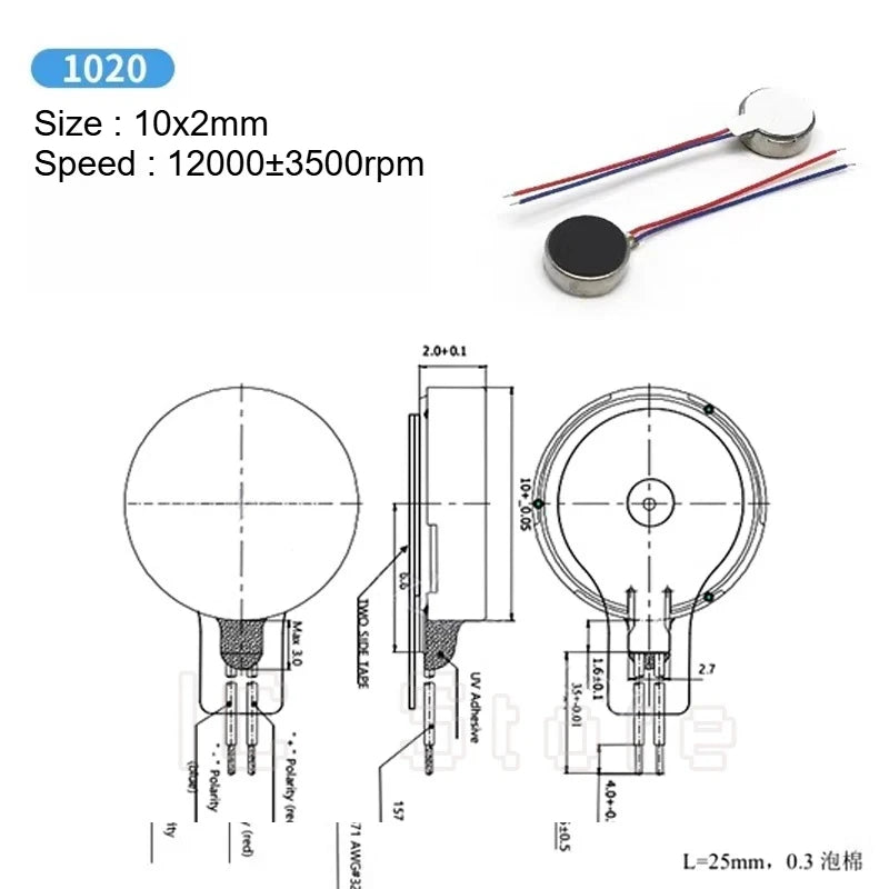 5PCS Micro DC Vibration Motor 0820 0827 0834 1027 1020 1030 1034 Mobile Phone Vibration Flat Motor DC3-5V