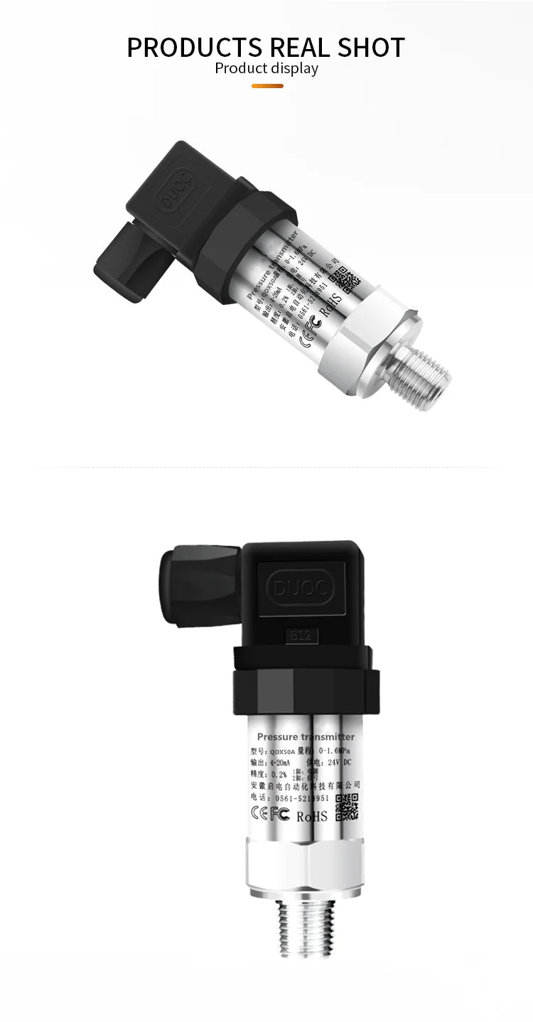4-20mA Output Pressure Sensor Transmitter 12-36V Supply Water Gas Oil Liquid 150psi Gauge NPT1/4 G1/2 0.5bar 1bar 16 Bar 25 Bar