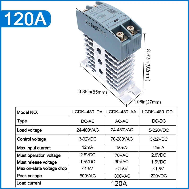 SSR Solid State Relay 10A 25A 40A 60A 80A 100A 120A DIN Rail Single Phase Relay With Heat Sink DC To AC DC To DC AC To AC