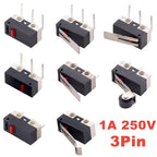 20PCS Mini Micro Limit Switch C NO NC 3 Pins PCB Terminals SPDT 1A 125V Roller Arc Lever Snap Action Push Micro Mouse Switches