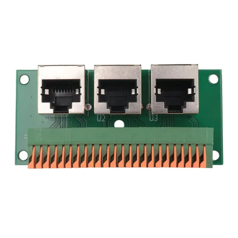 AT21-RJ45 Female Breakout Board,Solderless RJ45 To 8Pin Quick Spring Terminal,Three Ways RJ45 Female Connector With PCB Board