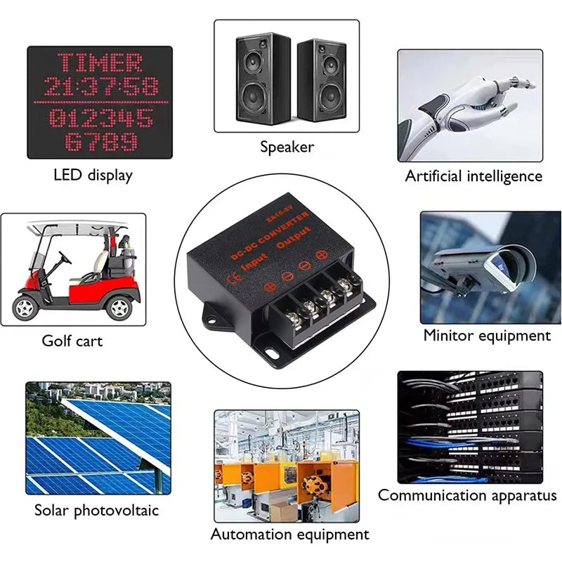 12V 24V to 5V 5A 10A 15A DC DC Converter Step Down Voltage Regulator Buck Converter Car Power Supply Transformer Module