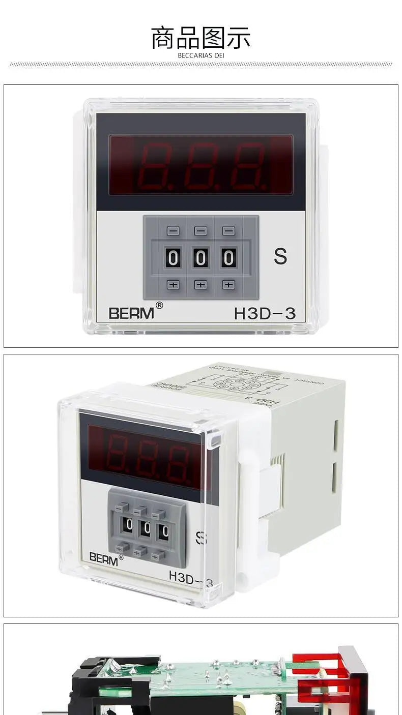 H3D 99.9S AC220V H3D-3 Digital Display Dial Relay 999S Countdown Delay Time Controller Timer 999S AC220V