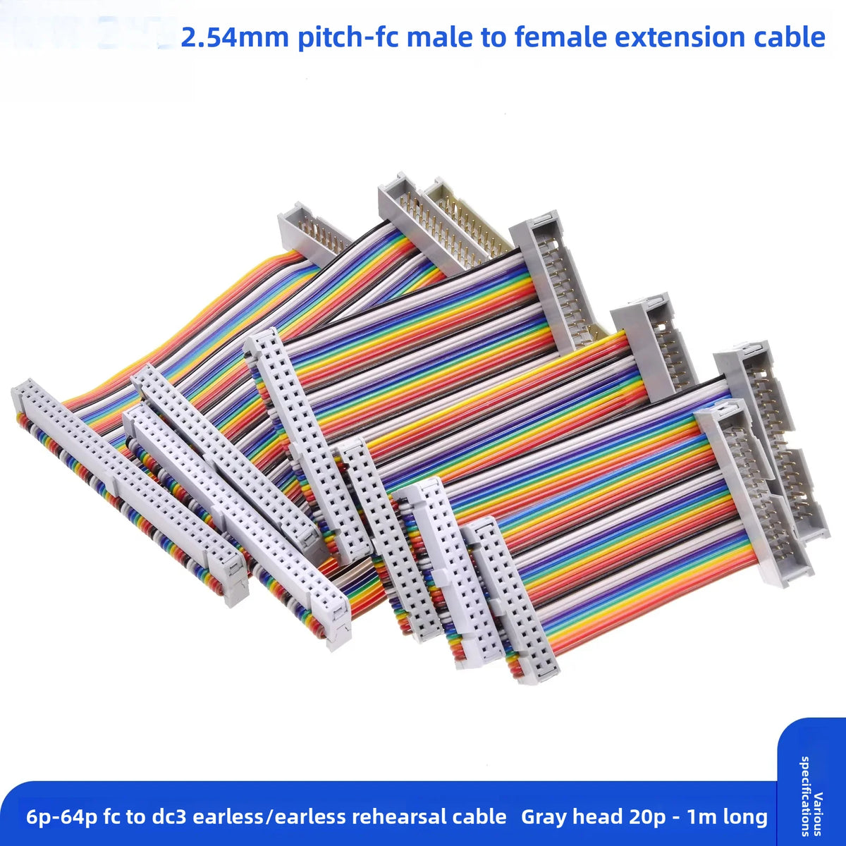 1pcs FC/DC3-6P/8P/10P/16P-64 Pin 2.54MM Pitch Flat Ribbon Male To Female PATA Hard Drive IDE Data Extension Cable Verleng Kabel