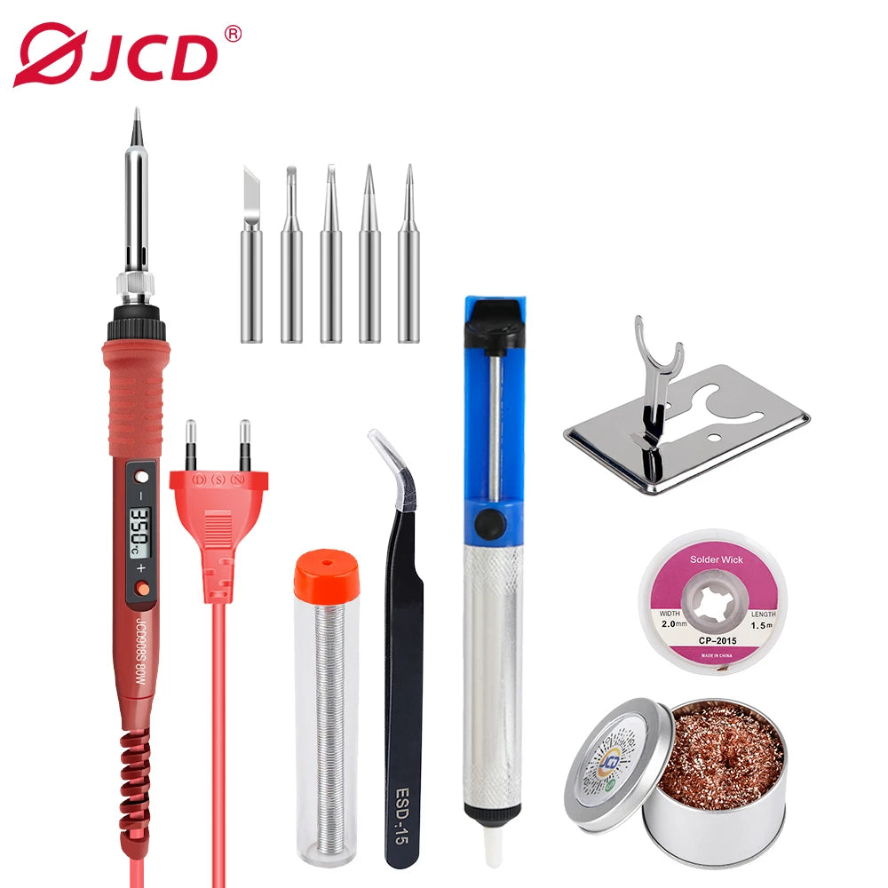 JCD 908S Electric Soldering Iron Kit Set 220V 110V 80W LCD Display Adjustable Temperature Home Handmade DIY Welding Repair Tools