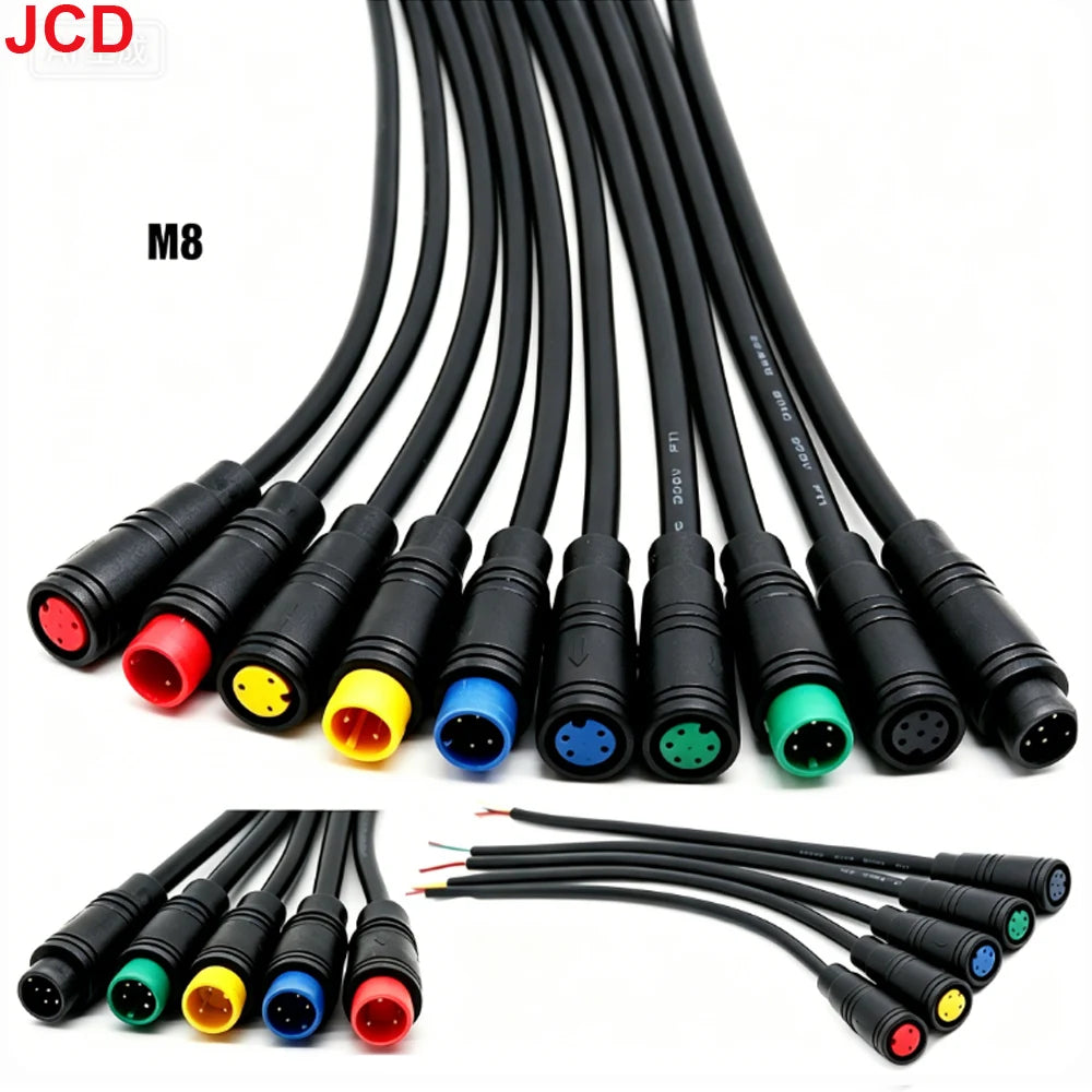 JCD M6 M8 2/3/4/5/6Pin Core 6mm Male Female Julet Electric Ebike Butt Plug Connector Cable Signal Sensor Waterproof Scooter Wire