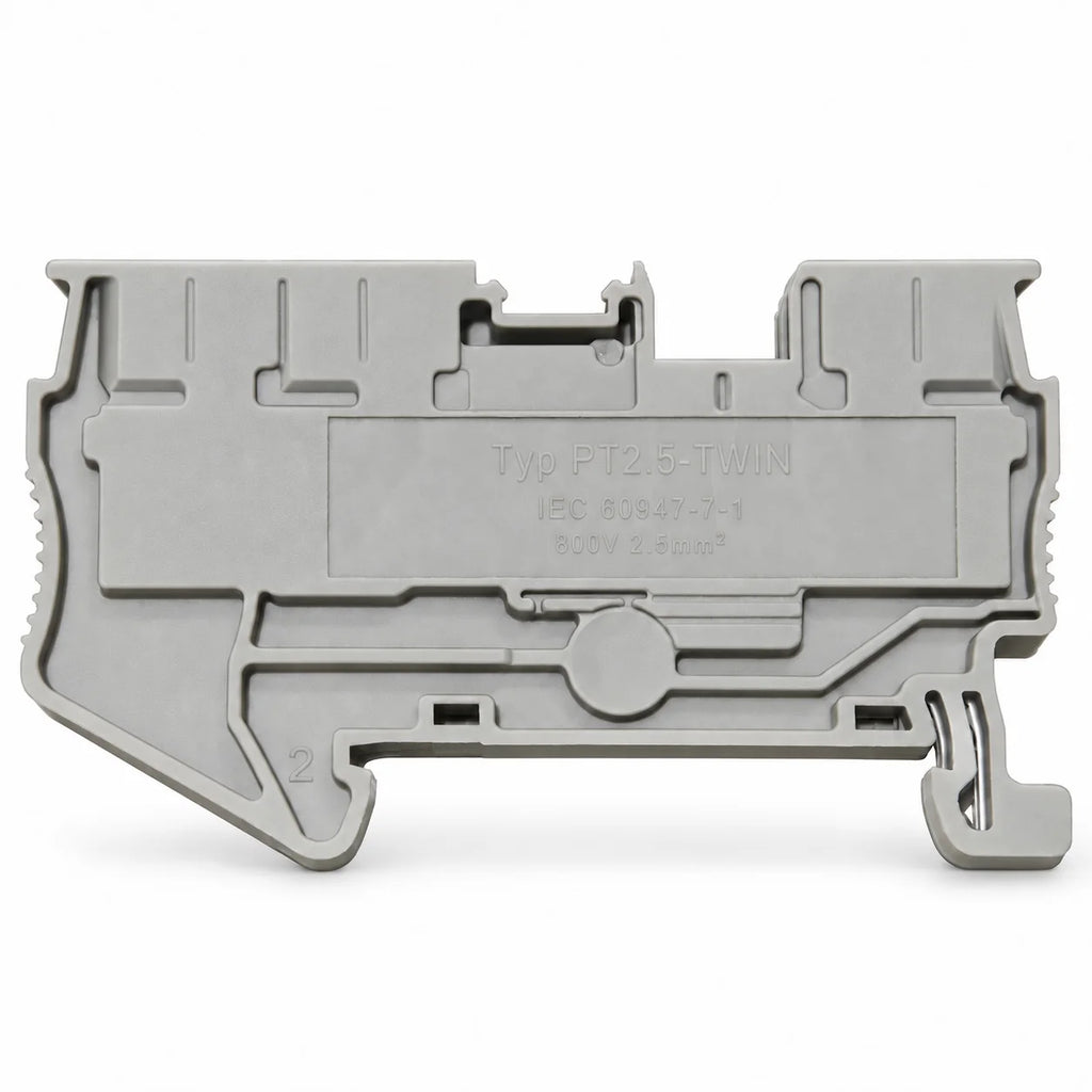10PCS PT2.5-TW DIN Rail Terminal Block Twin 3-Conductor Feed Through Push In Spring Connector 2.5mm2 NS35 Electrical Wiring