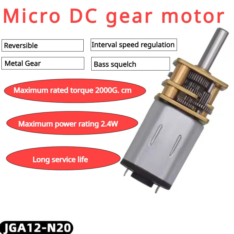 1pc DC 3V/6V/12V N20 Mini Micro Metal Gear Motor with Gearwheel DC Motors 30/50/60/100/150/200/300/500/1000RPM