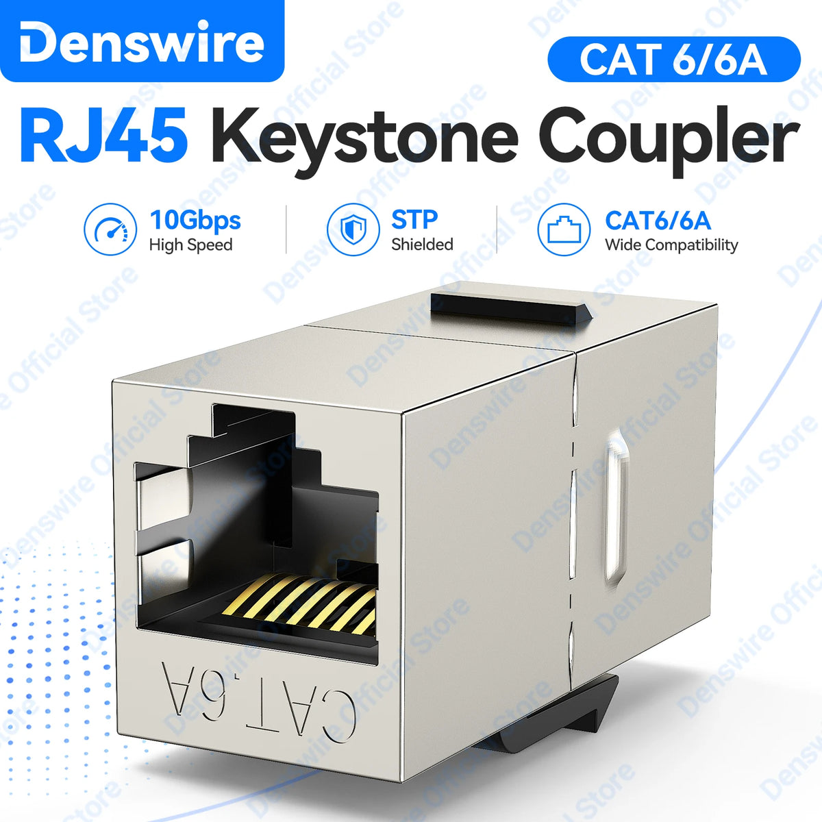 Denswire Keystone Jack RJ45 Inline Coupler Shielded for CAT6/CAT6A/CAT7 RJ45 Female to Female Insert Coupler Ethernet Adapter