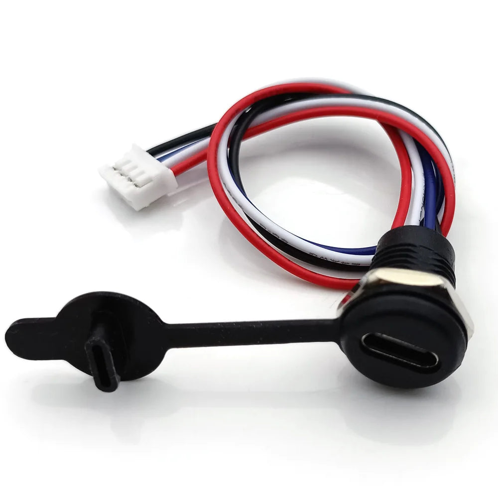 USB-C 3A High Current Charging Socket With Nut Snap Lock Plate USB C TYPE-C Female Type C Waterproof Female Connector Jack