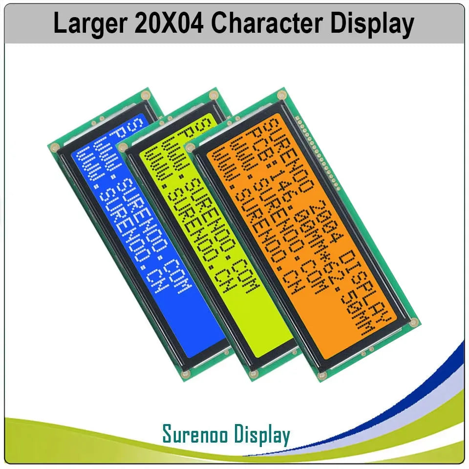 Surenoo Larger 204 20X4 2004 Character LCD Module Display Screen LCM Blue Yellow Green FSTN White LED Backlight English Japanese