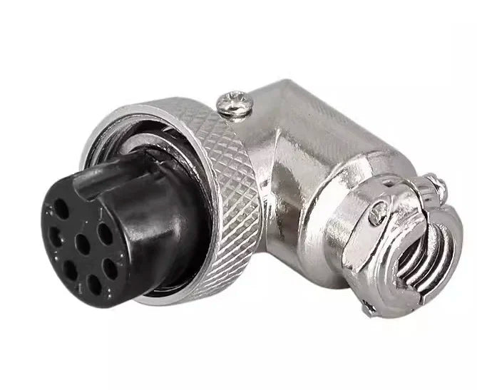 90 Degree Right Angle GX16 Aviation Connector, 2‑8 Pin L‑Shape Male Female Circular Plug Socket for Industrial Equipment
