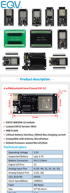 ESP32 Development Board WiFi and Bluetooth Ultra-Low Power Consumption Dual Core ESP-32 ESP-32S ESP 32 Similar ESP8266