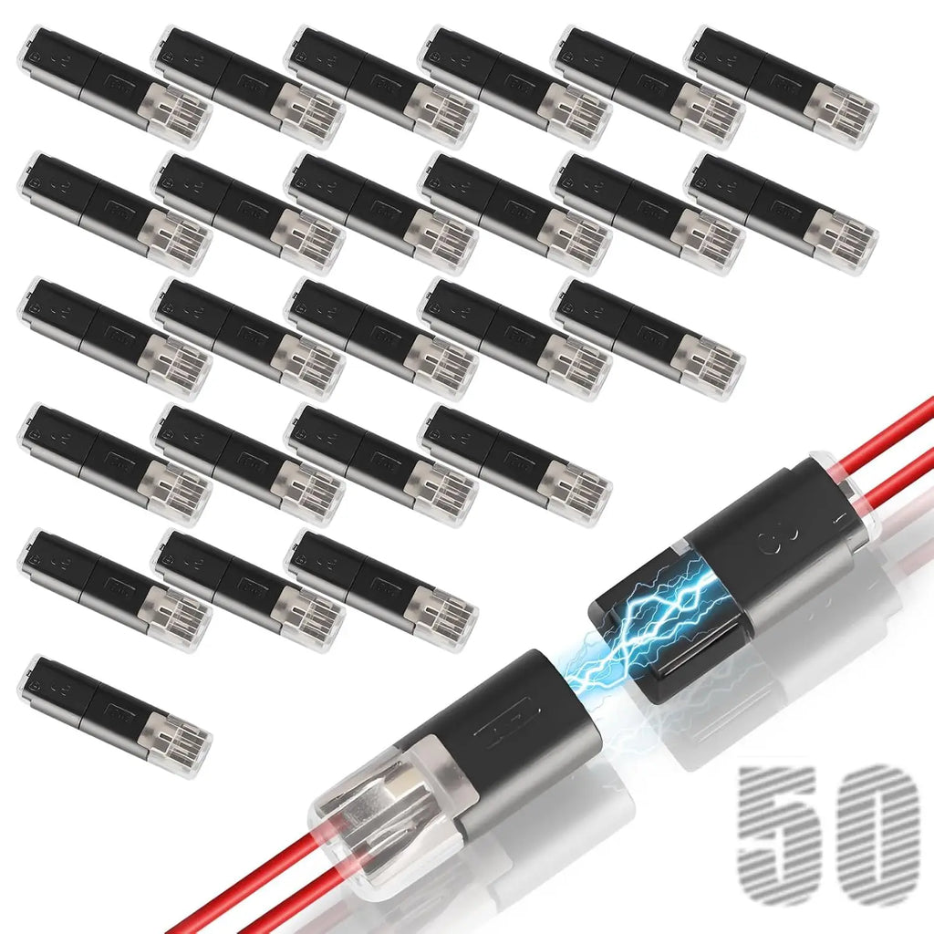 Double Wire Plug-in Connectors with Locking Buckle Car Wire 2 Way Terminal Block Waterproof Quick Connector Cable Clamps