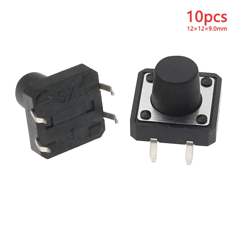 10pcs 12x12 Tact Switch Vertical 12*12*4.3/4.5/5/6/7/8/9/10/11/12/13mm Micro 4Pin Self-Reset Electronic Push Button Interruptor