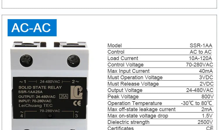 LCTC SSR 0-10V 4-20MA 0-5V Power Voltage Regulator Relay 10A 25A 40A DA AA DD VA Single Phase Solid State Relay With Heat Sink