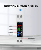 18MM 1P+N 63A 230V Dual Display Adjustable Digital Over Under Voltage Relay Surge Protector Limit Over Current Protection