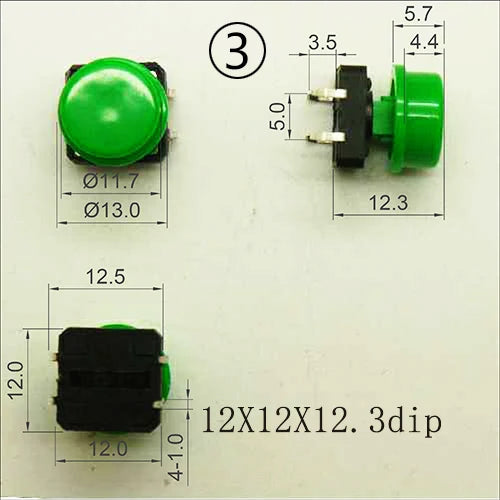 10 Sets Momentary Tactile Button 4PIN SMT/DIP 12X12mm H=9.8/9/16.8mm With Cap Tact Switch Push Button Switch Micro Key Button