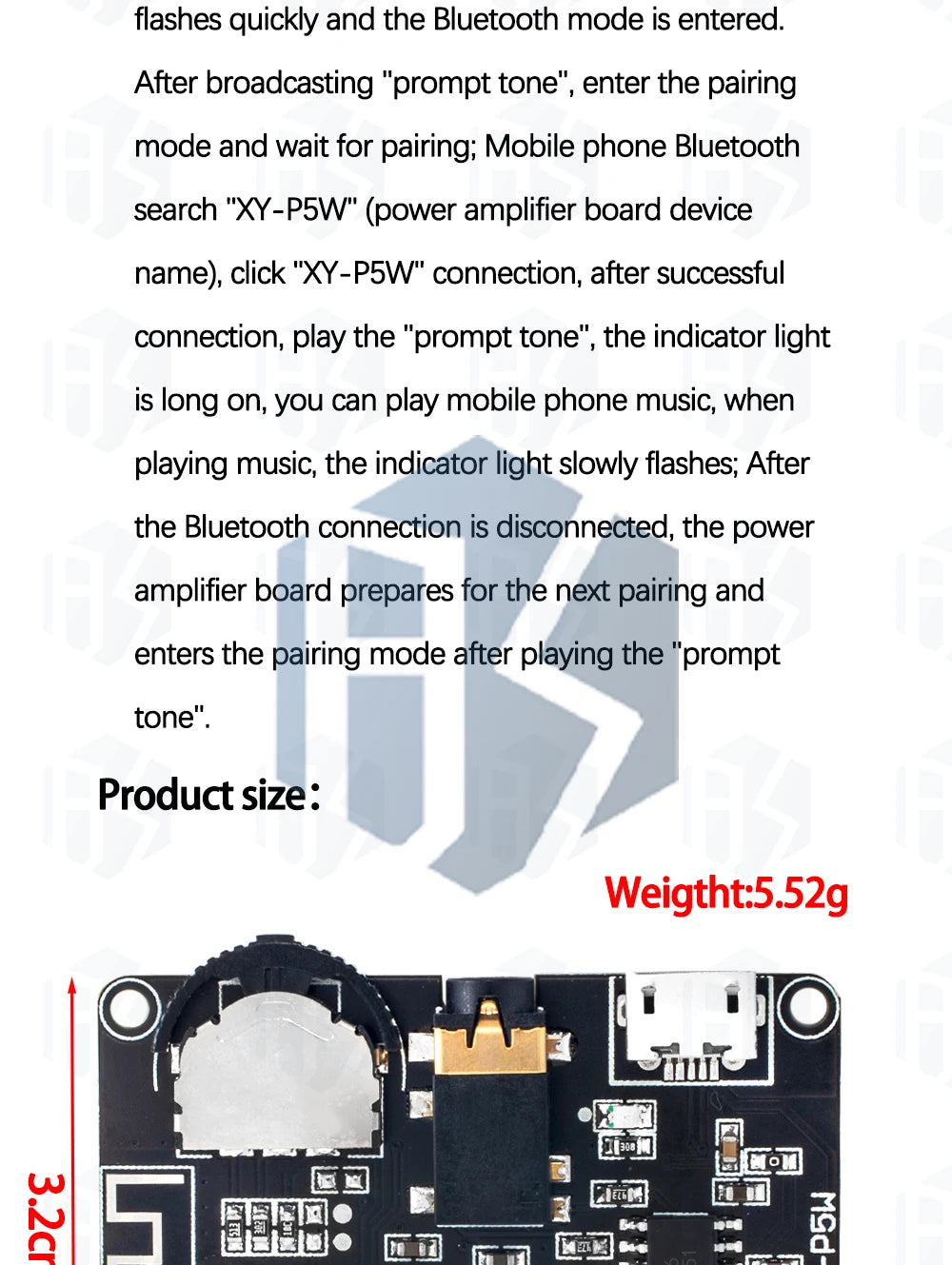 EGBO XY-WRBT Audio Receiver Board, Bluetooth 5.0, MP3 Lossless Decoder, Wireless Stereo Music Module