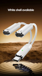 100W PD Fast Charger Cable 2 in 1 USB C Splitter Type USB C Headphones Jack Audio Adapter For Samsung iPhone 16 15 Huawei Xiaomi