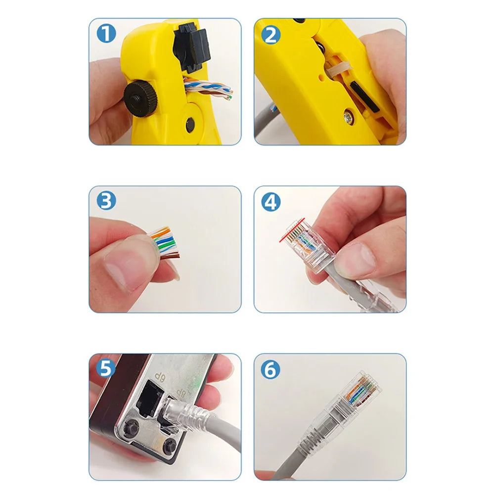 100Pcs/set RJ45 Cat6 Pass-Through Connector and Strain Relief Boot Pack, Various Colors for Crimping Modular Plugs