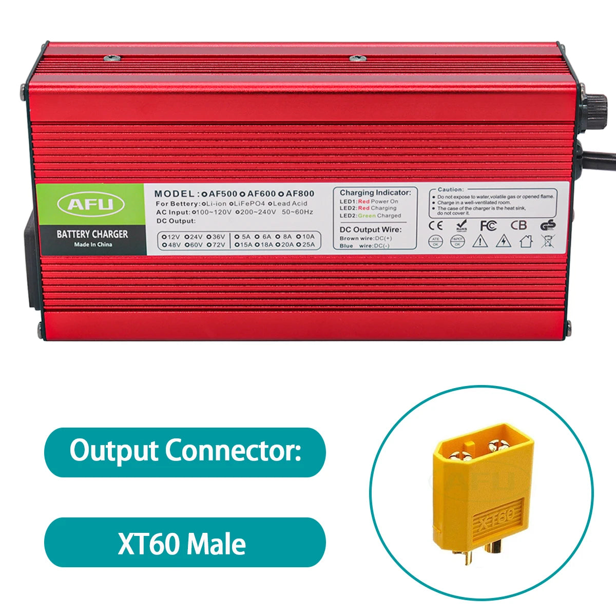 AFU 84V 5A Lithium Battery Charger For 72V 74V 20S Li-Ion Lipo Battery Pack Smart Charger