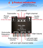 MT21 2.1 Channel Bluetooth 5.0 Audio Amplifier Board 100W Subwoofer 50W*2 L/R Stereo Amp Module Bass Treble Control AUX Input DC12-24V for Home Speaker DIY