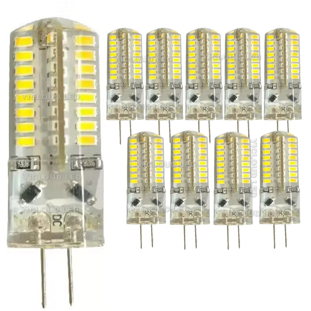 10Pcs G4 LED Bulb 12W 9W 5W 3W 2W AC DC12V SMD 2835 3014 SMD LED Light Mini Silicone Lamp Warm White White 360 Degree Angle