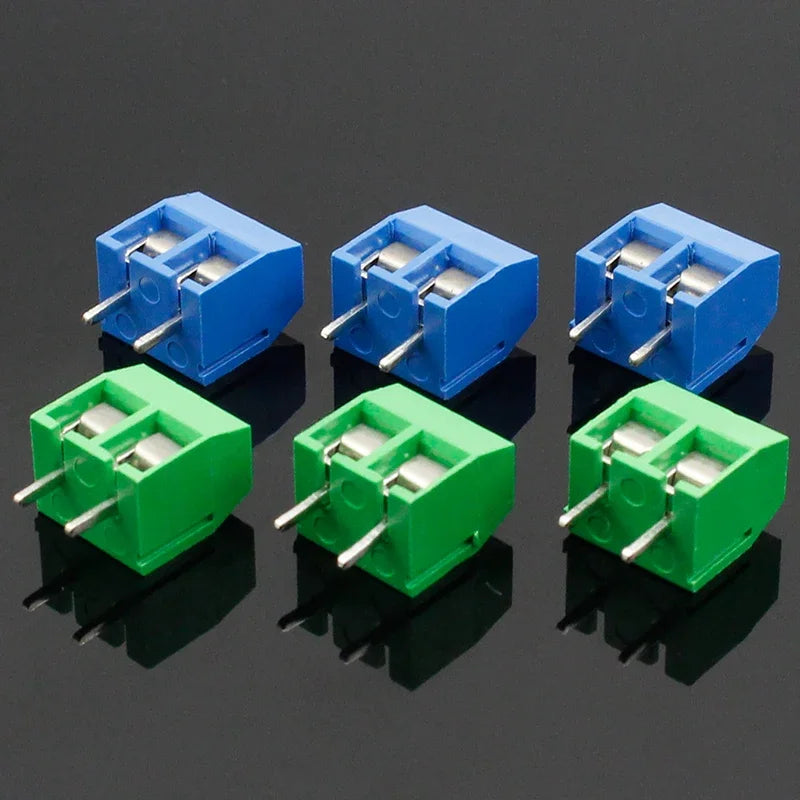 20PCS/LOT Screw 2-pin 5.0mm straight pin KF301-2P KF301-5.0-2P KF301PCB screw terminal block blue and green