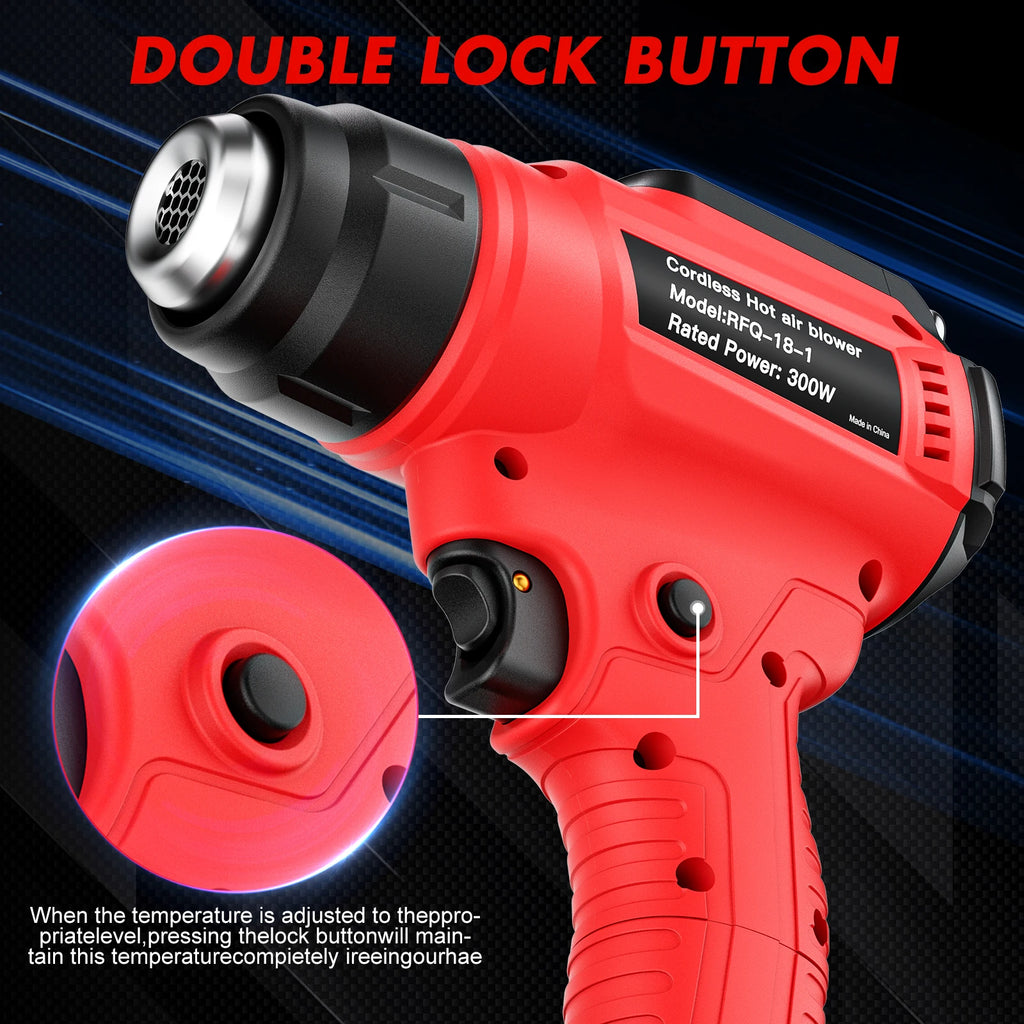 Cordless Heat Gun For Milwaukee M18 Battery Handheld Electric Hot Air Gun With Nozzles For Crafts Shrink Wraping Power Tool