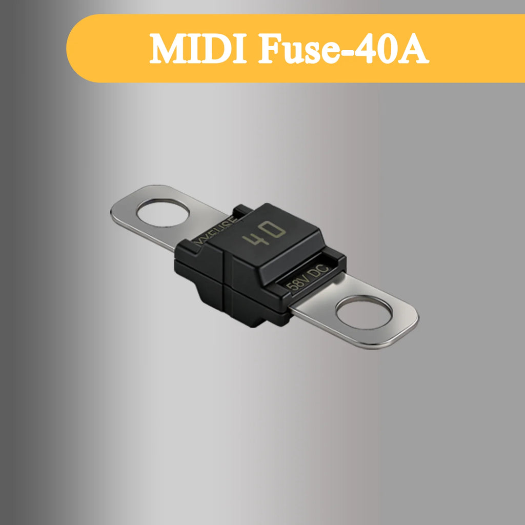 MIDI Fuse 30A-200A 58V Time-Delay High Current ANL Bolt-Down Fuse M5 Stud Mount for Automotive, Marine & RV MIDI AMI Fuse Holder
