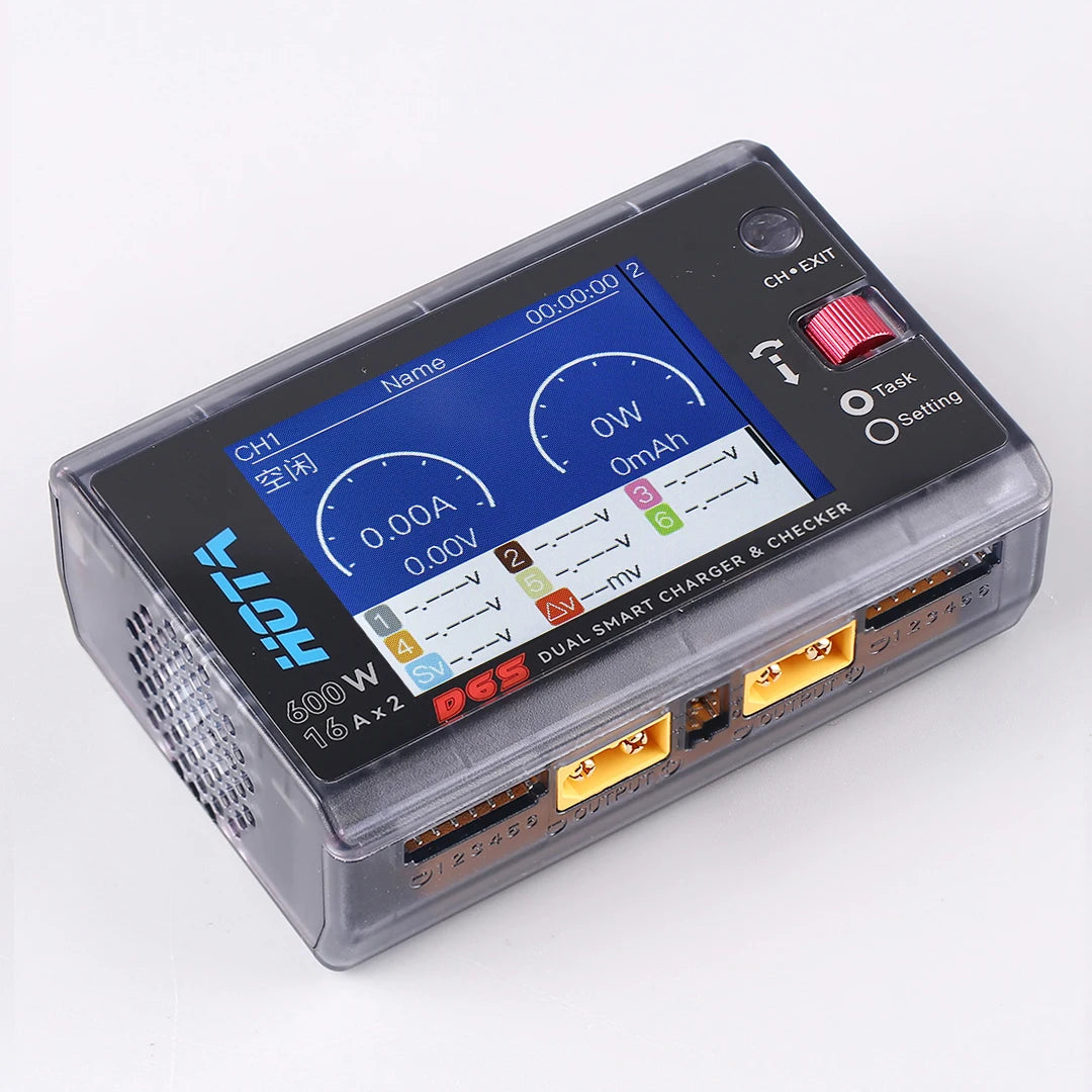 HOTA D6S RC Lipo Battery Charger Magnetic Suction Dual Channel Smart Balance 600W High Power 1-6S Smart Balance Charger