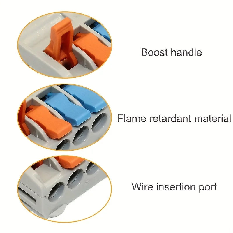 10/30/50pcs Wire Connector Spliceable Hard Wire Direct Insertion Multi Input And Multi Output Fast Wiring Terminal Block