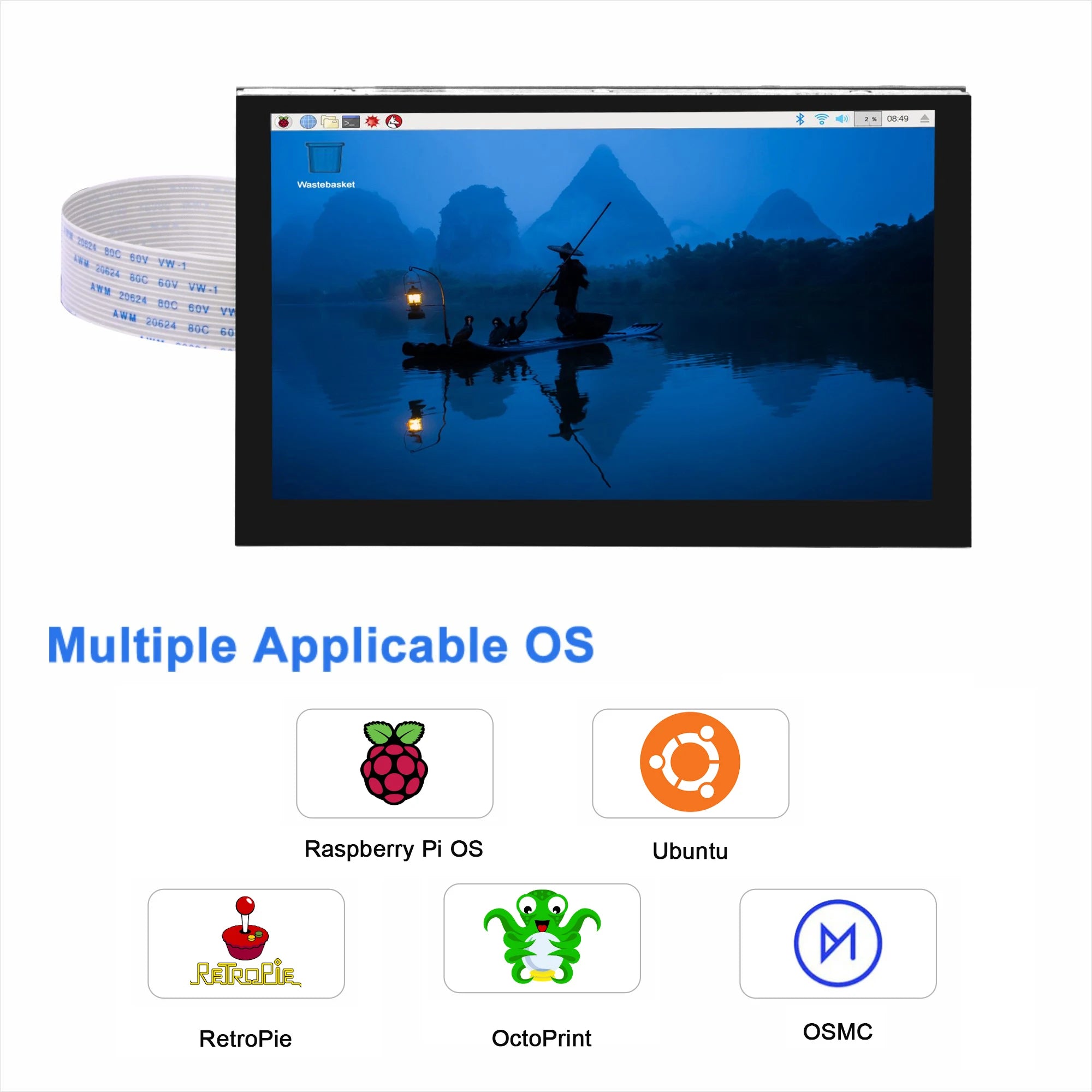 OSOYOO 5 Inch RPi5 DSI Capacitive Touch Screen LCD Display Monitor for Raspberry Pi 5 4 2 3 3B+