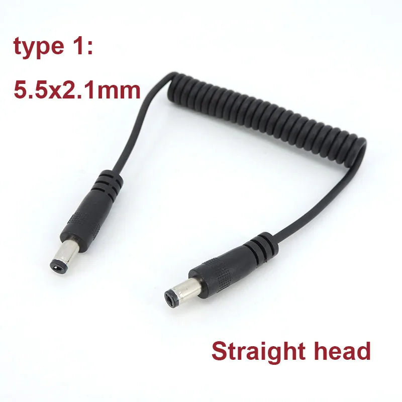 1m DC male to male right Angel Spring Cable connector 5.5mm x 2.1mm straight Plug Power charger 5.5 x 2.5 2.1 mm Extension Cord