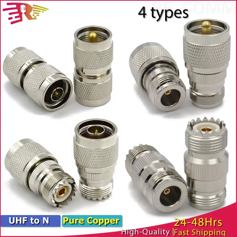 PL259 SO239 UHF Jack to N Type Plug Male / Female Coaxial Connector RF Radio Coax Adapter Kit Straight Low Loss Converter Copper