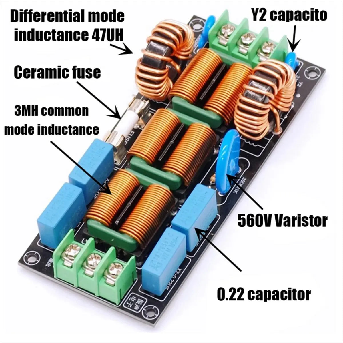 AB97-DC EMI Filter Four-Level Audio AC 220V Power Supply EMI 110V Differential Mode Common Mode EMC Safety Rules FCC 8A
