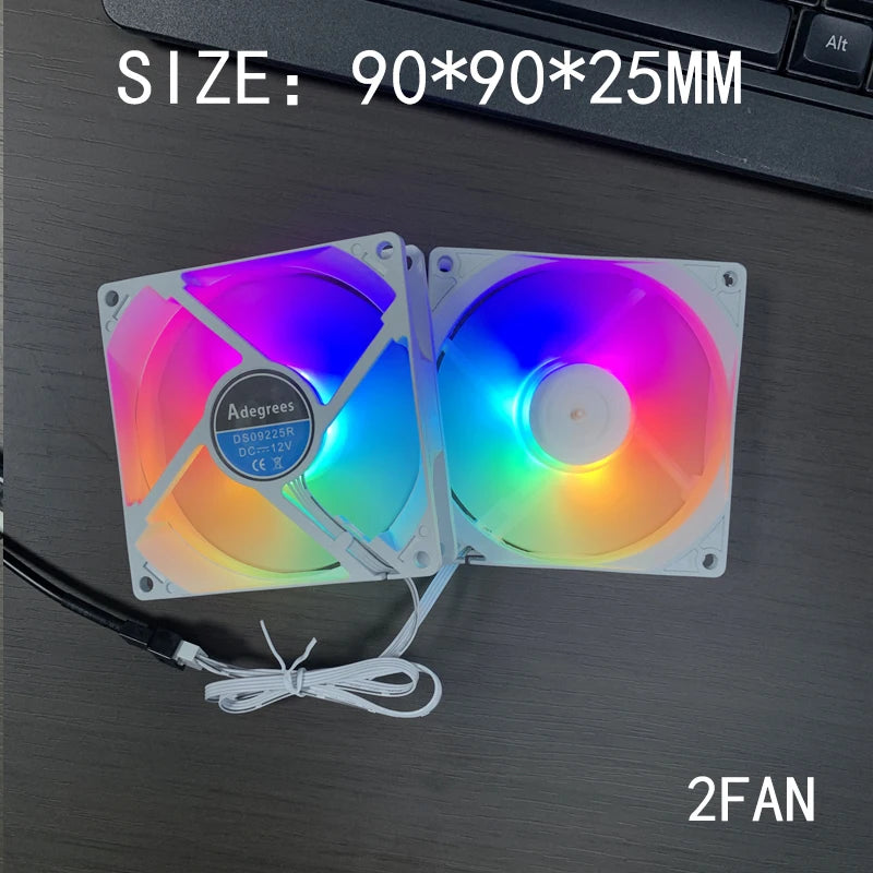 90MM RGB CPU Cooler Silent Cooling Fan 4PIN PWM PC Quiet DC 12V CPU Cooler Replacement White Fan